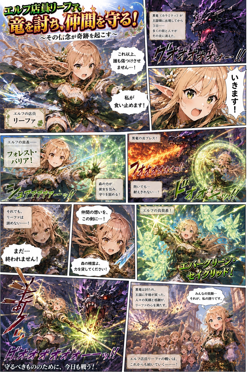 バトルするエルフの女の子
