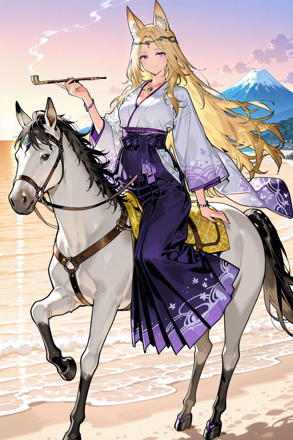 馬に乗る