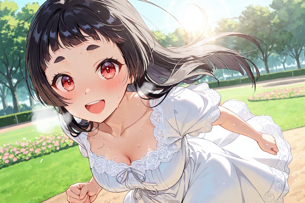 ランニングする姫カットちゃん