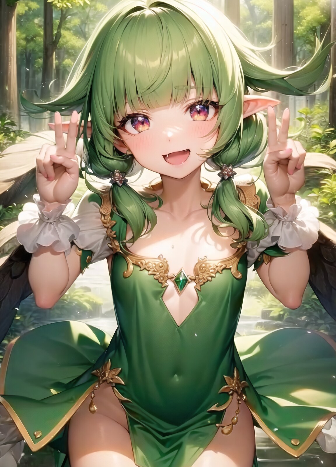 ピースするエルフさん