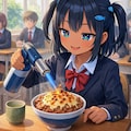 チーズ牛丼を炙るこなつちゃん 3枚目