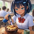 チーズ牛丼を炙るこなつちゃん 5枚目