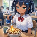 チーズ牛丼を炙るこなつちゃん 6枚目