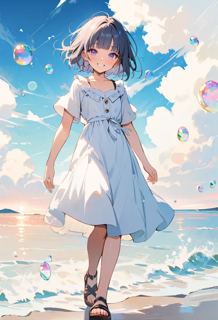 浜辺を歩く