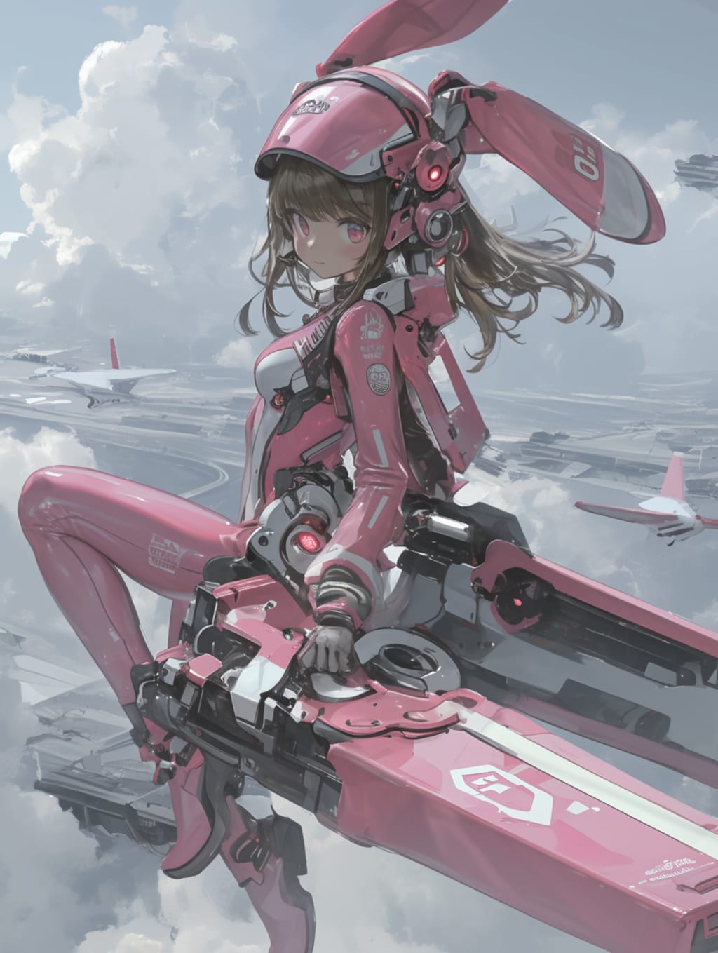 pink bunny cosmic armor girl sci-fi mode 兎耳武装機動隊