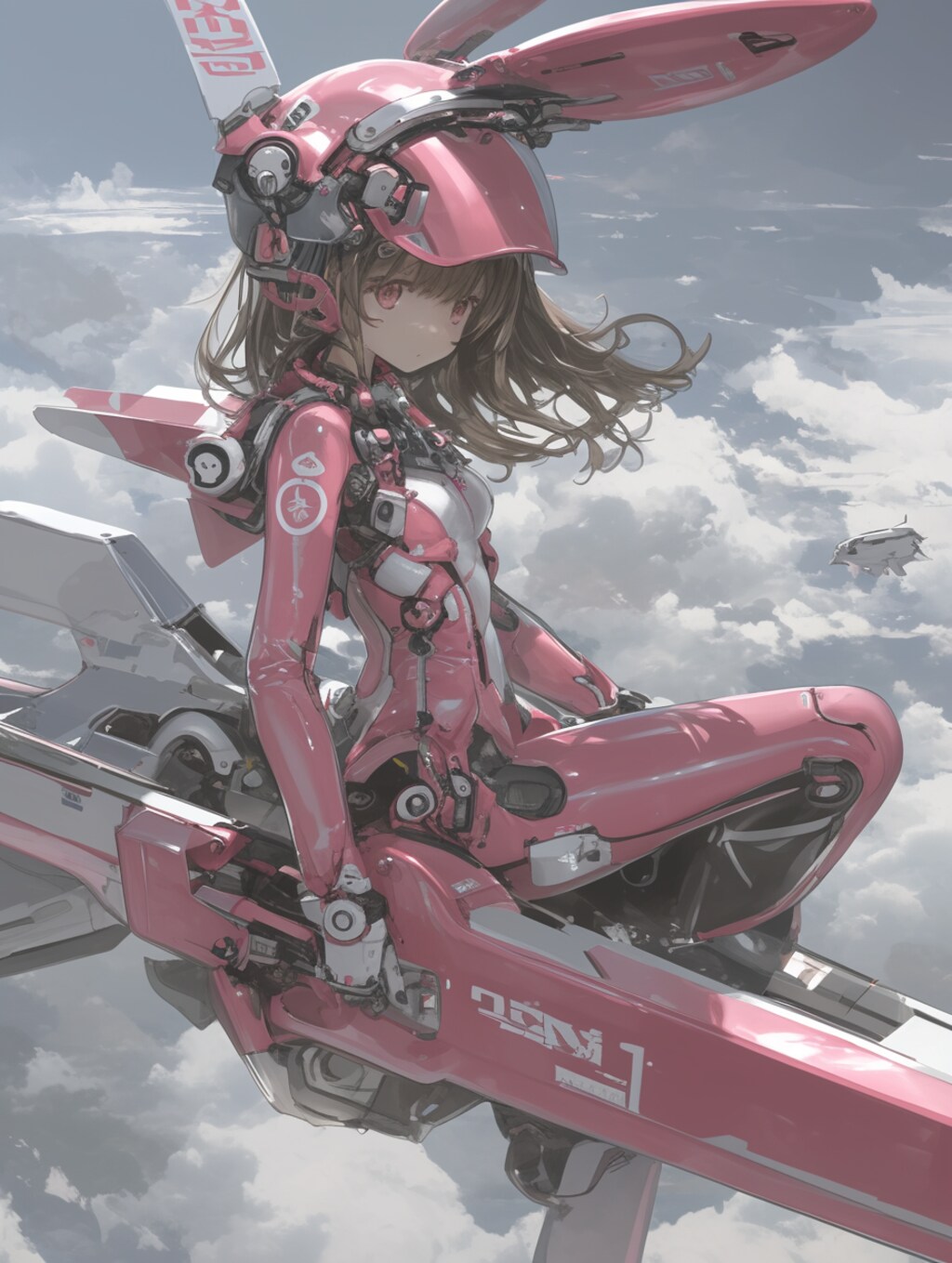 pink bunny cosmic armor girl sci-fi mode 兎耳武装機動隊