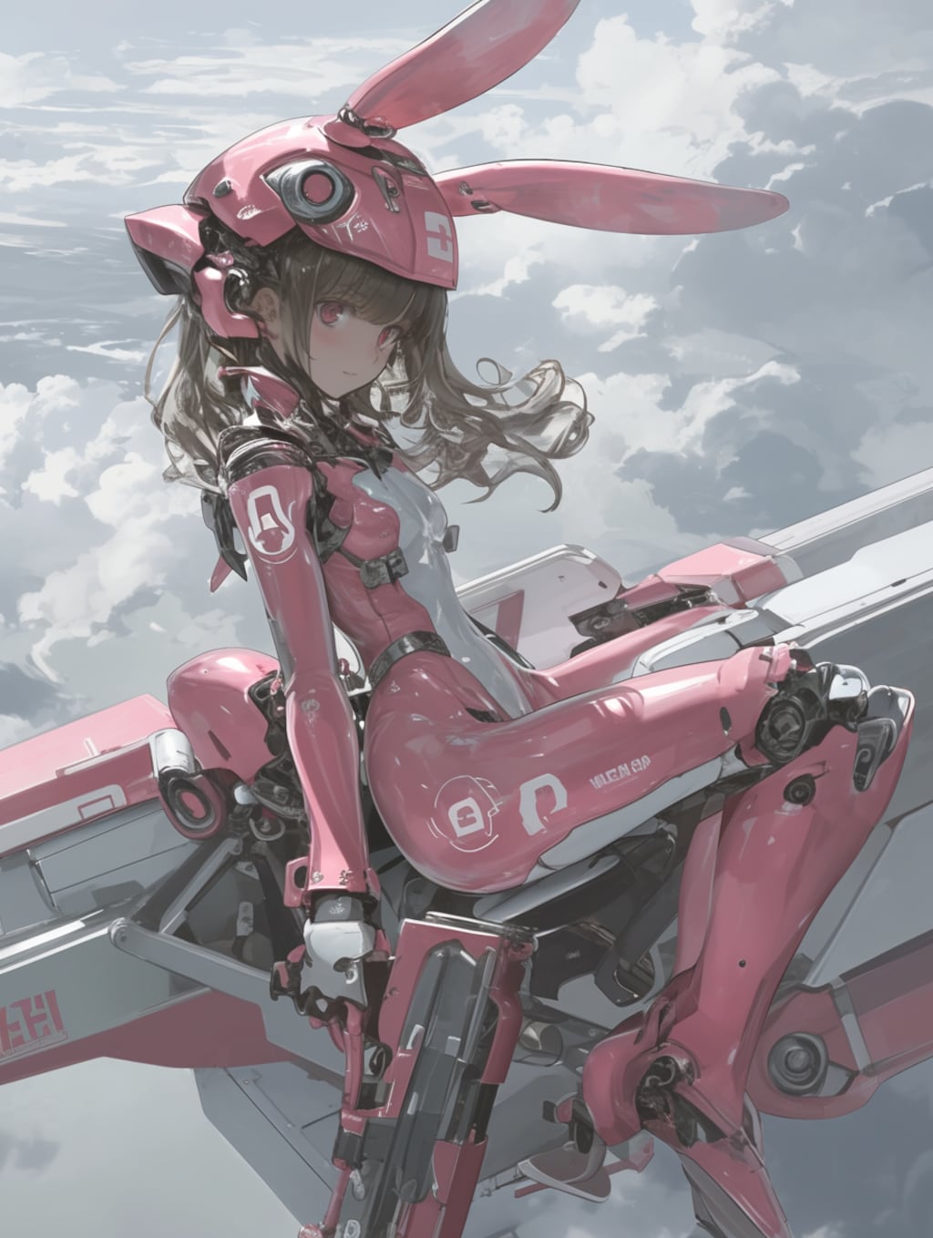 pink bunny cosmic armor girl sci-fi mode 兎耳武装機動隊
