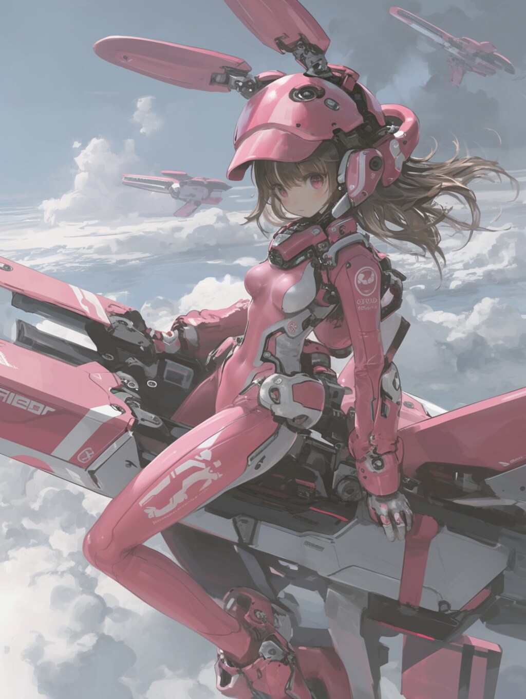 pink bunny cosmic armor girl sci-fi mode 兎耳武装機動隊