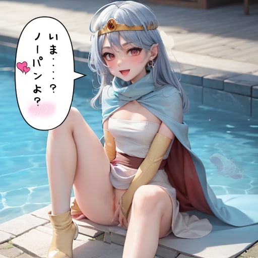 プールの中にパンティを捨ててみた