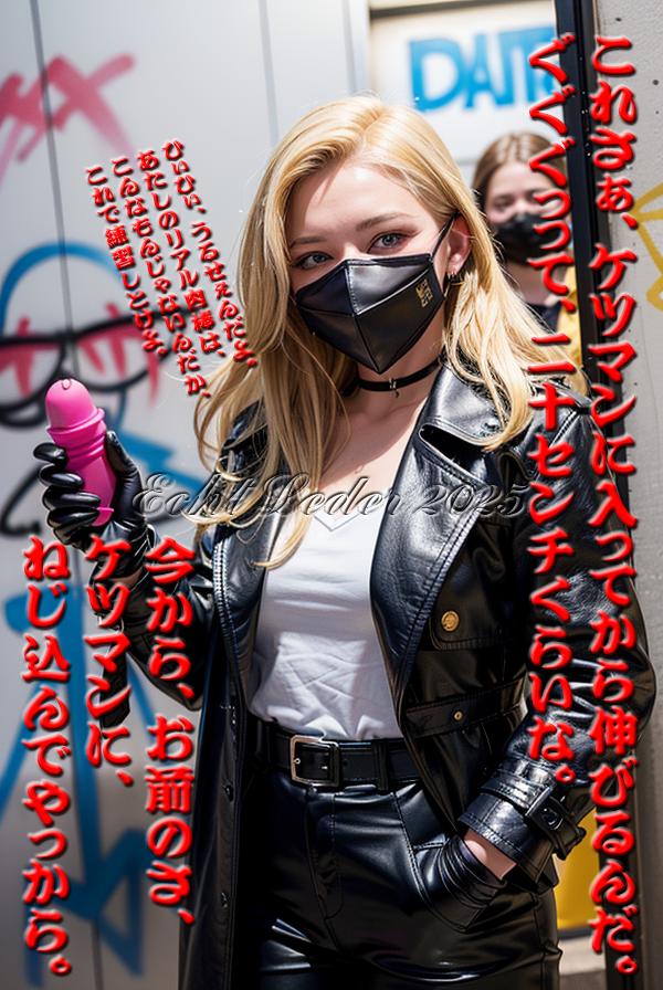 SHEMALE女王様に、伸びるバイブで調教される