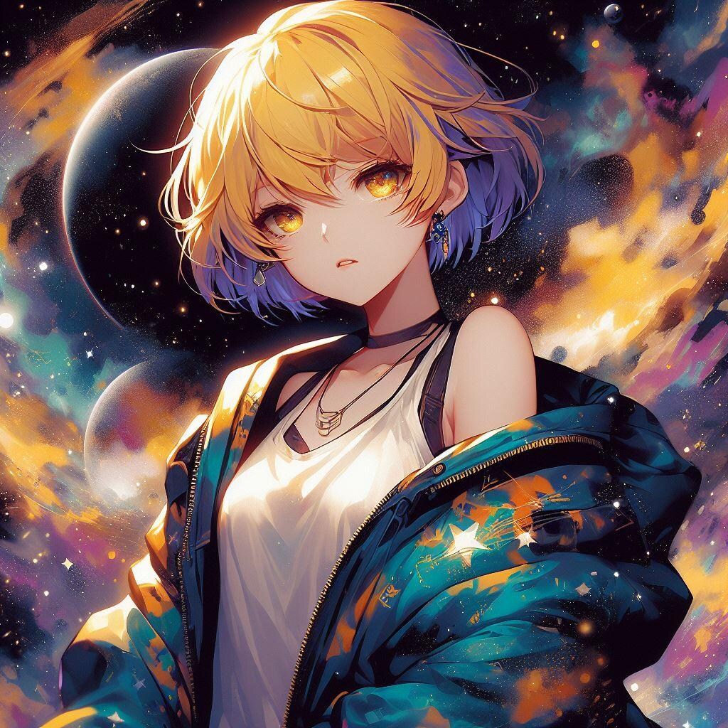 銀河と少女（スプレー風）