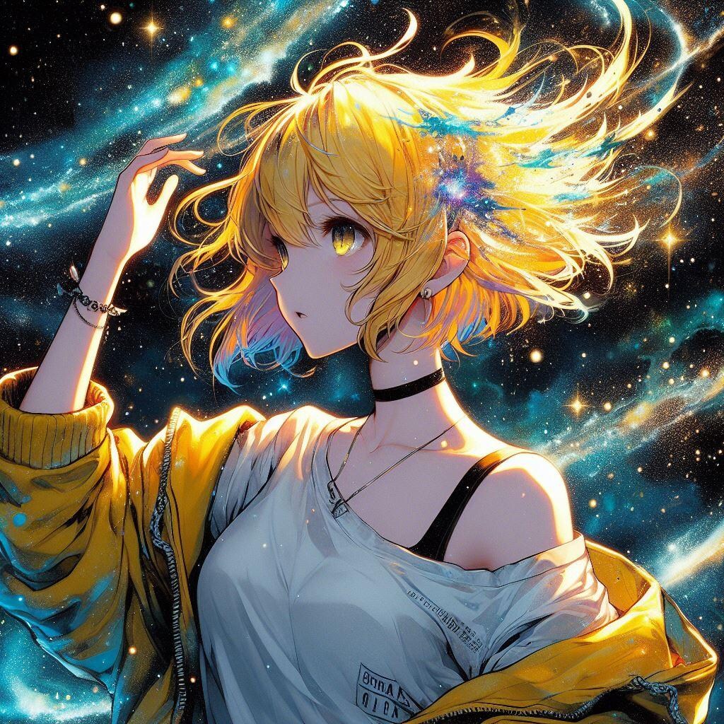 銀河と少女（スプレー風）