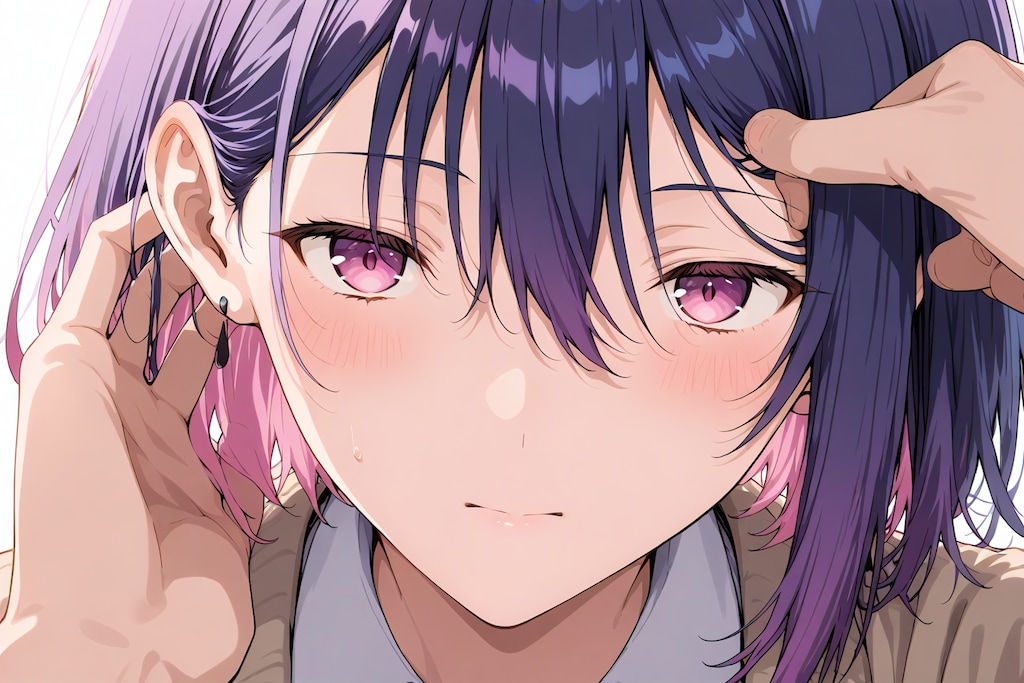 額をいじくる