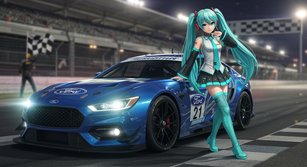 初音ミクとフォードレーシングカー