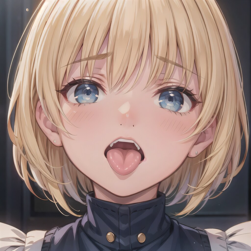 金髪ボブの舌出し少女５