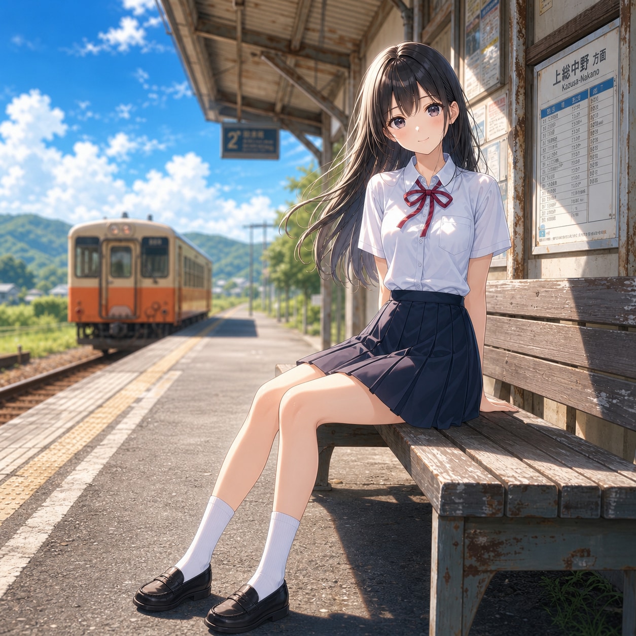 駅のホームの少女
