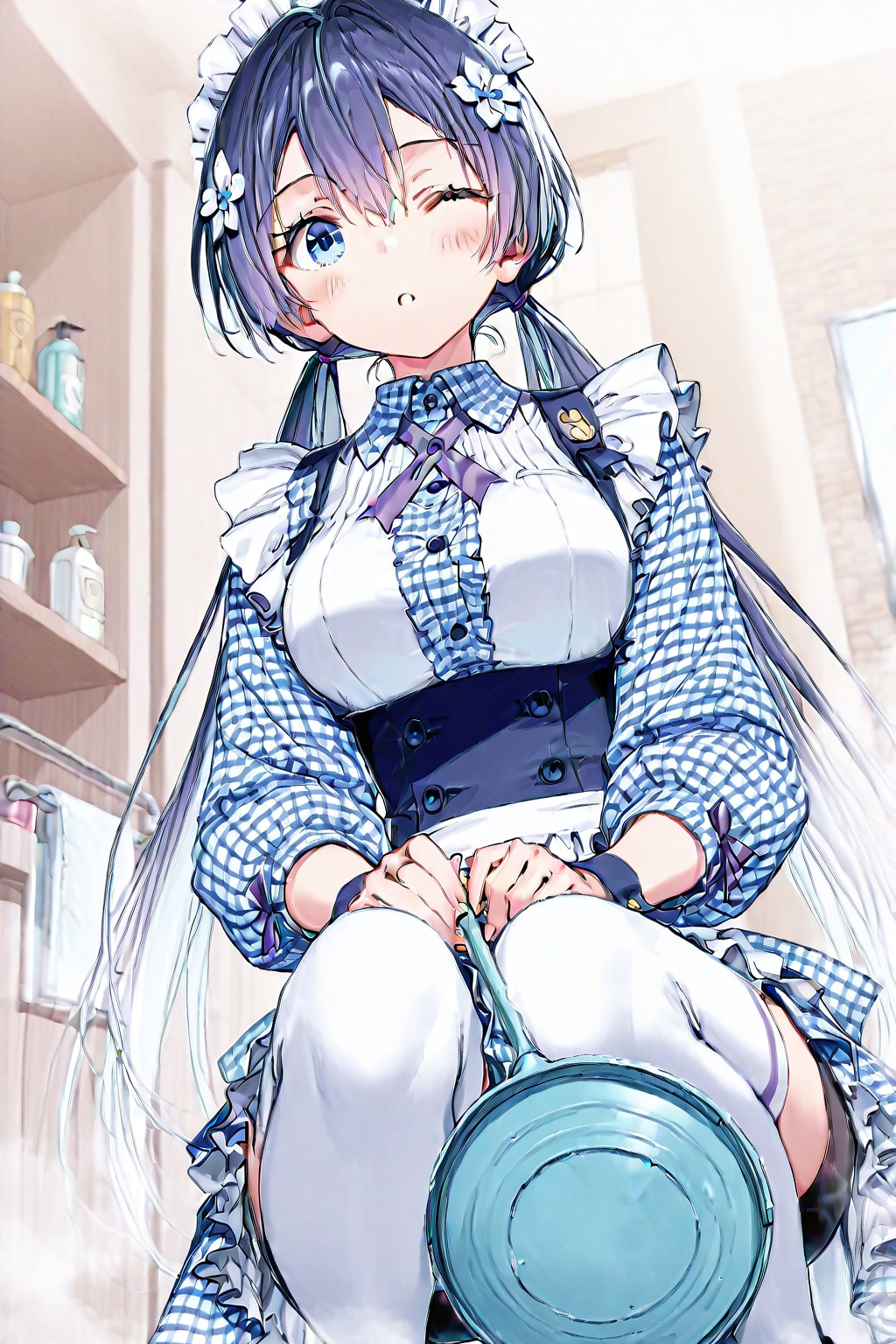 お風呂掃除中の絵梨奈ちゃん❤️ | の人気AIイラスト・グラビア