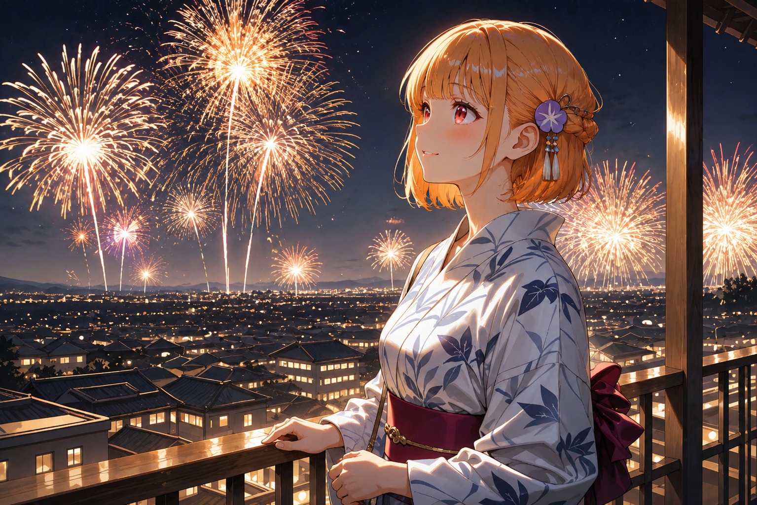 打ち上げ花火を見る千晶ちゃん(*^o^*)