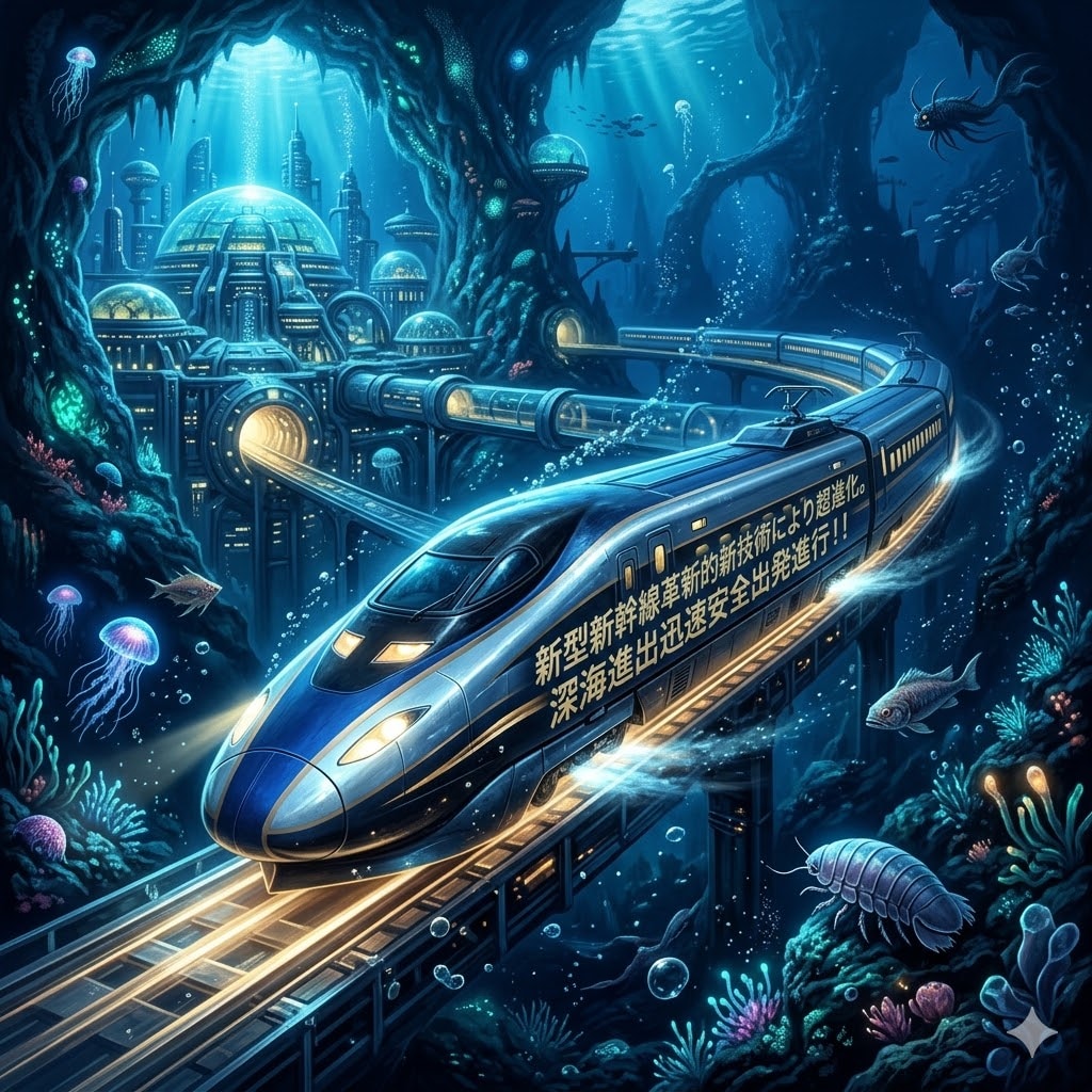 新型新幹線革新的新技術により超進化。深海進出迅速安全出発進行！！ | の人気AIイラスト・グラビア