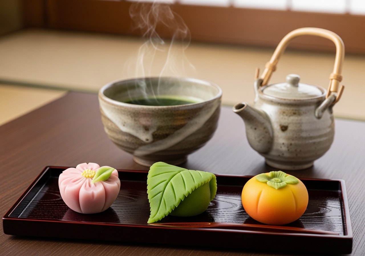 デザートのお化け和菓子職人御手製の和菓子セット | の人気AIイラスト・グラビア