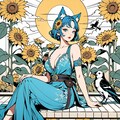 ヒマワリの猫 4枚目