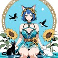 ヒマワリの猫 3枚目
