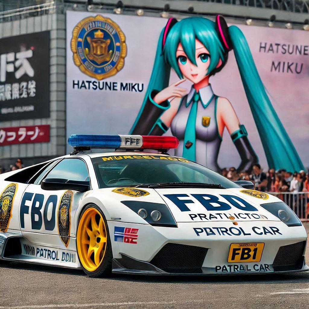 ムルシエラゴFBIパトロールカーのドリ車と初音ミク | の人気AIイラスト・グラビア