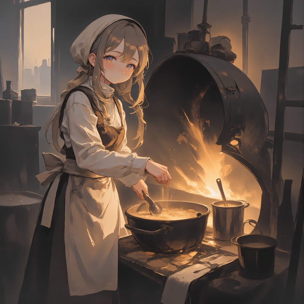 料理をしている女の子