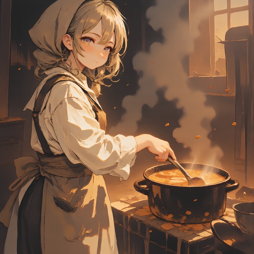 料理をしている女の子