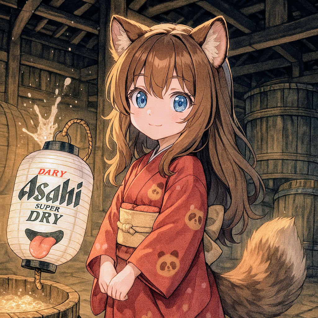 豆狸の小さな女の子と提灯オバケのビール缶 | の人気AIイラスト・グラビア