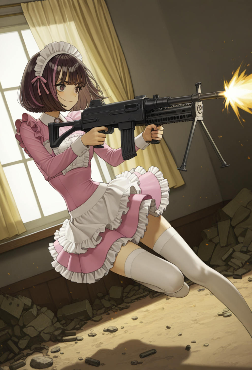 撃ってるメイドさん