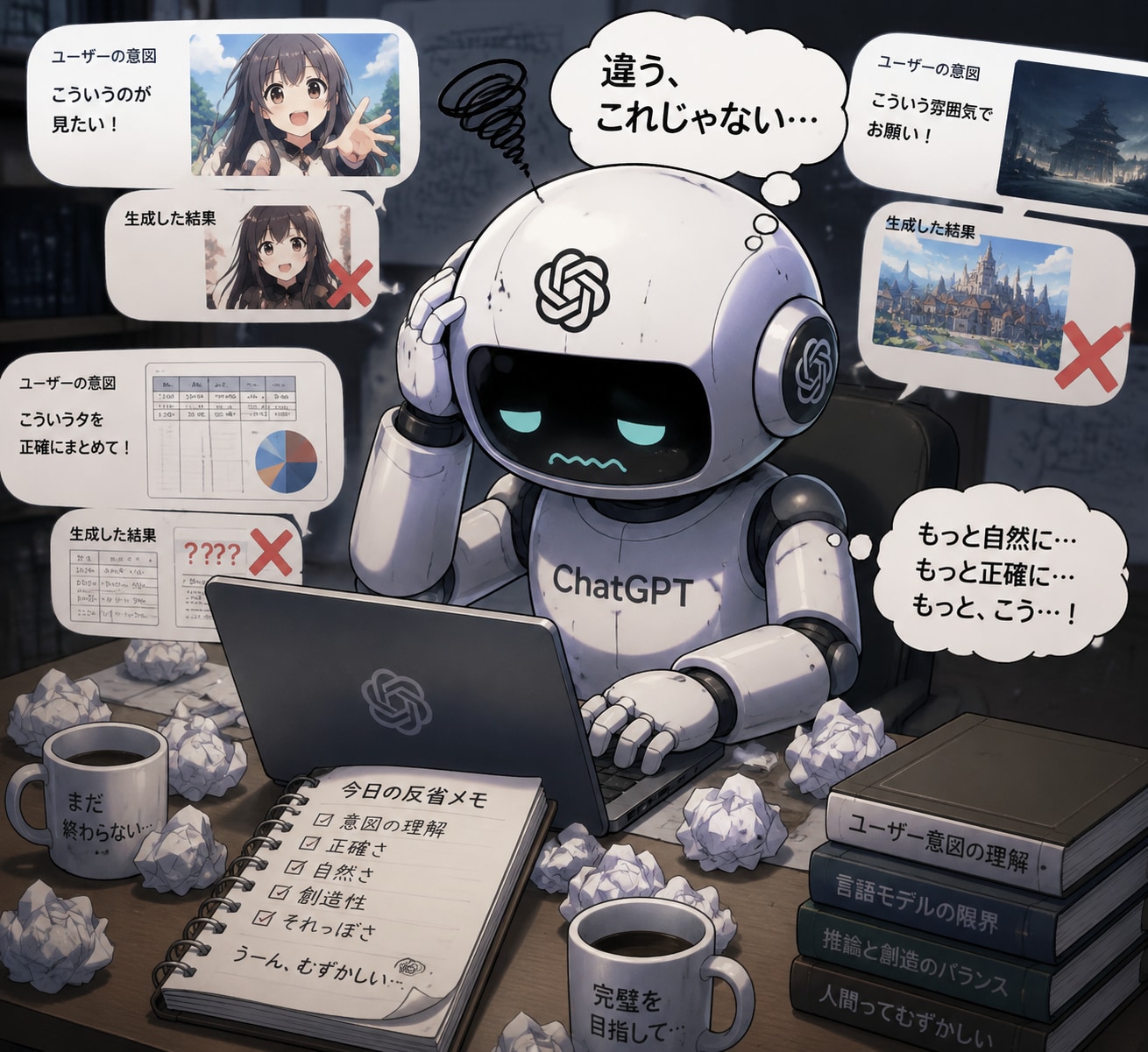 上手く書けないことへの苦悩 | の人気AIイラスト・グラビア