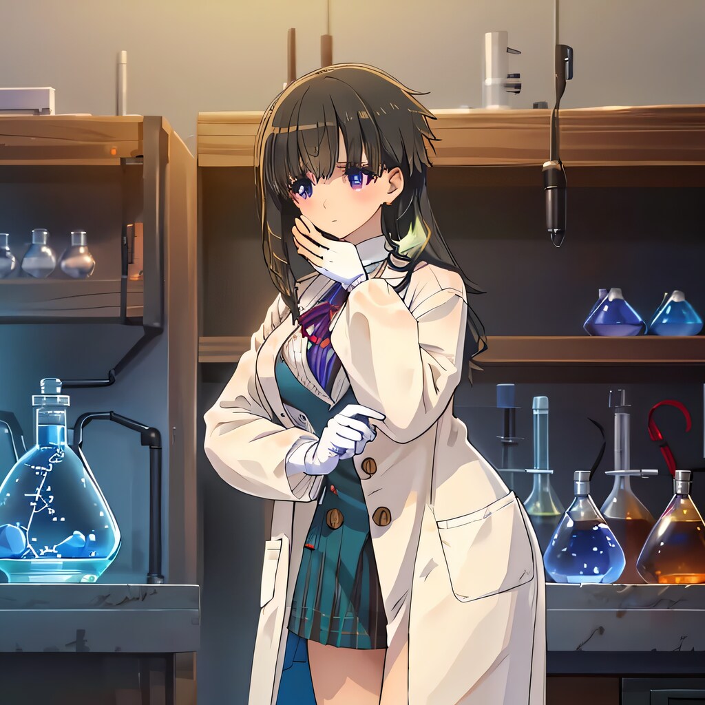 黒髪ロングで白衣の少女１５