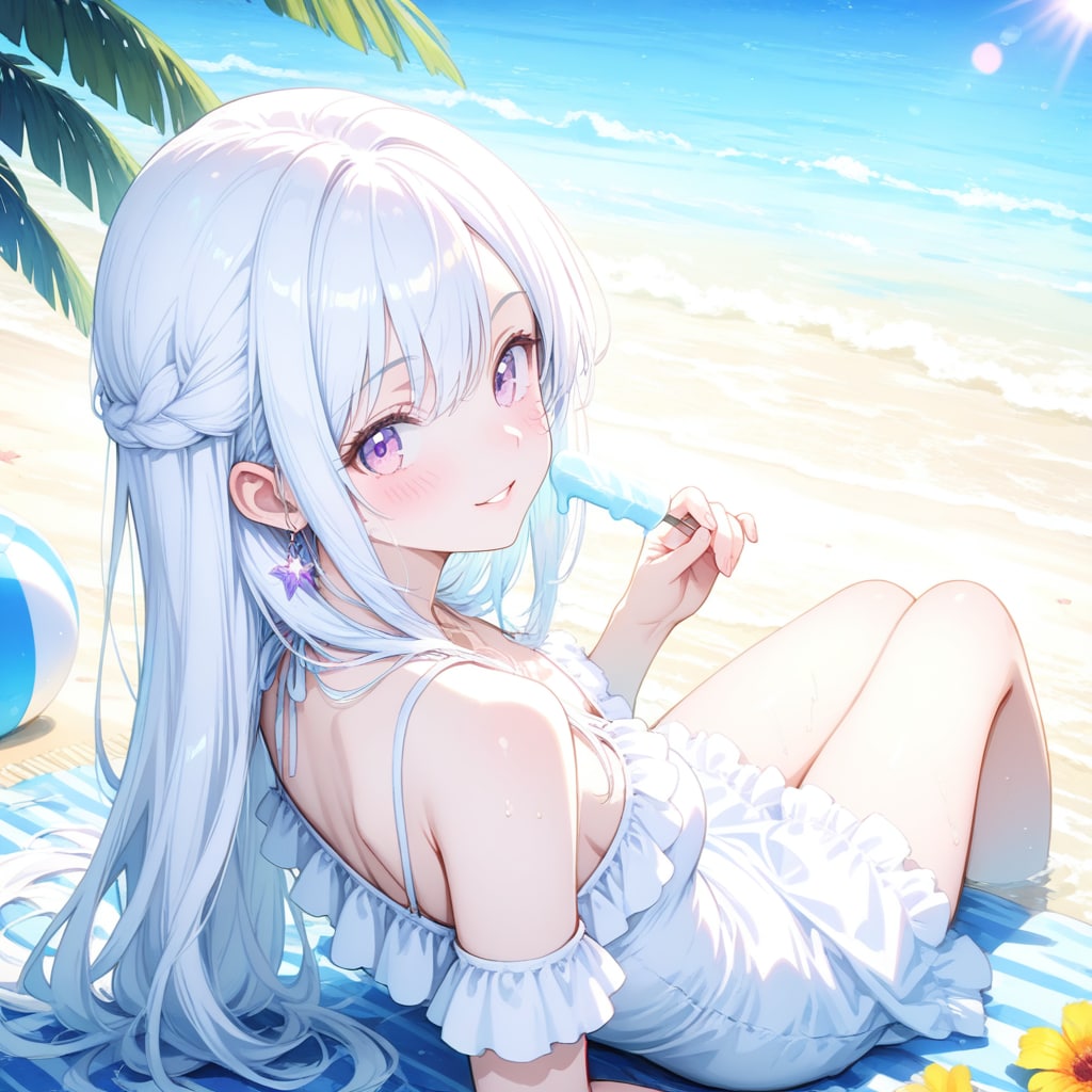夏の海の笑顔