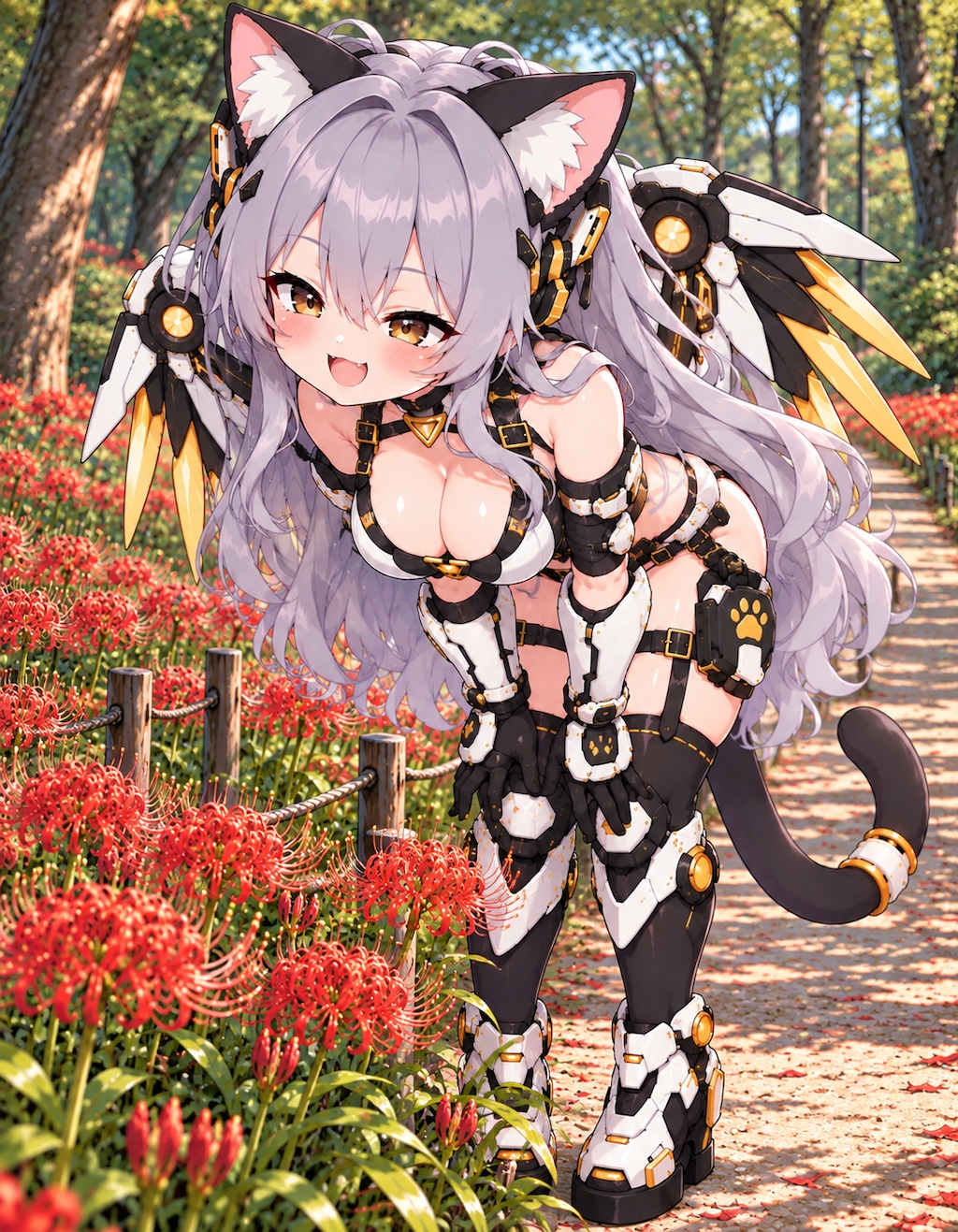 彼岸花とサイバーパンク猫娘