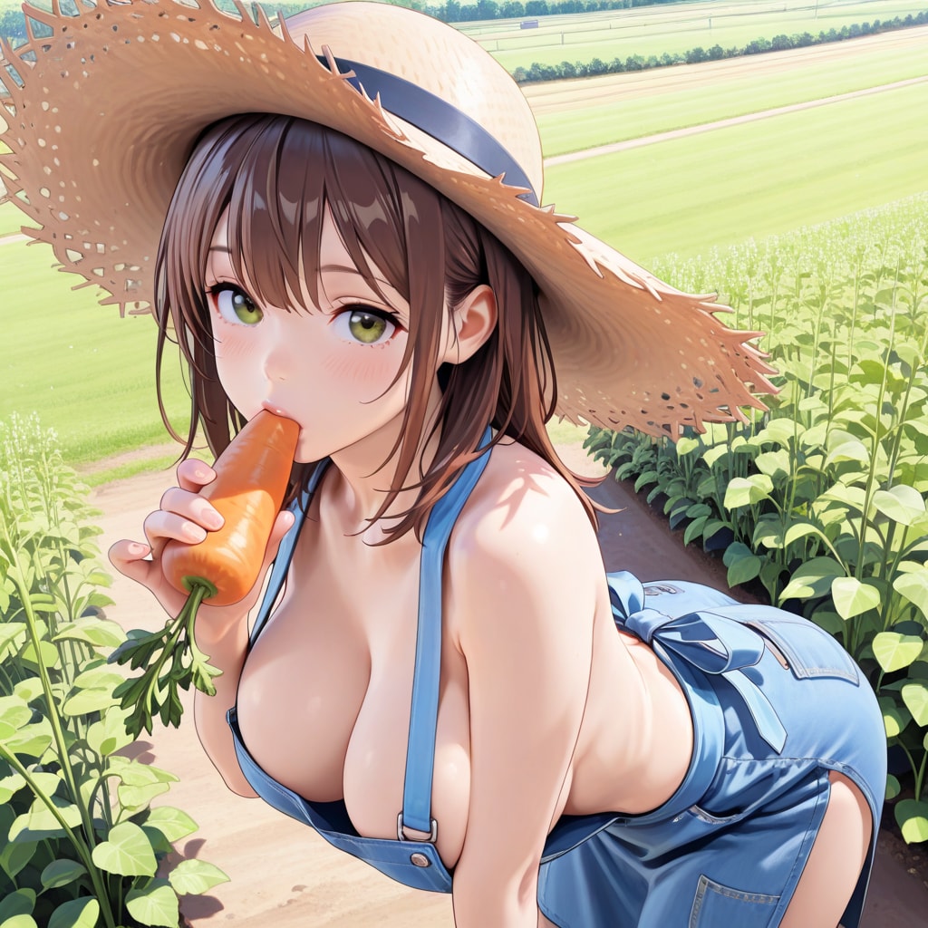 野菜の日のオーバーオール風な裸エプロン