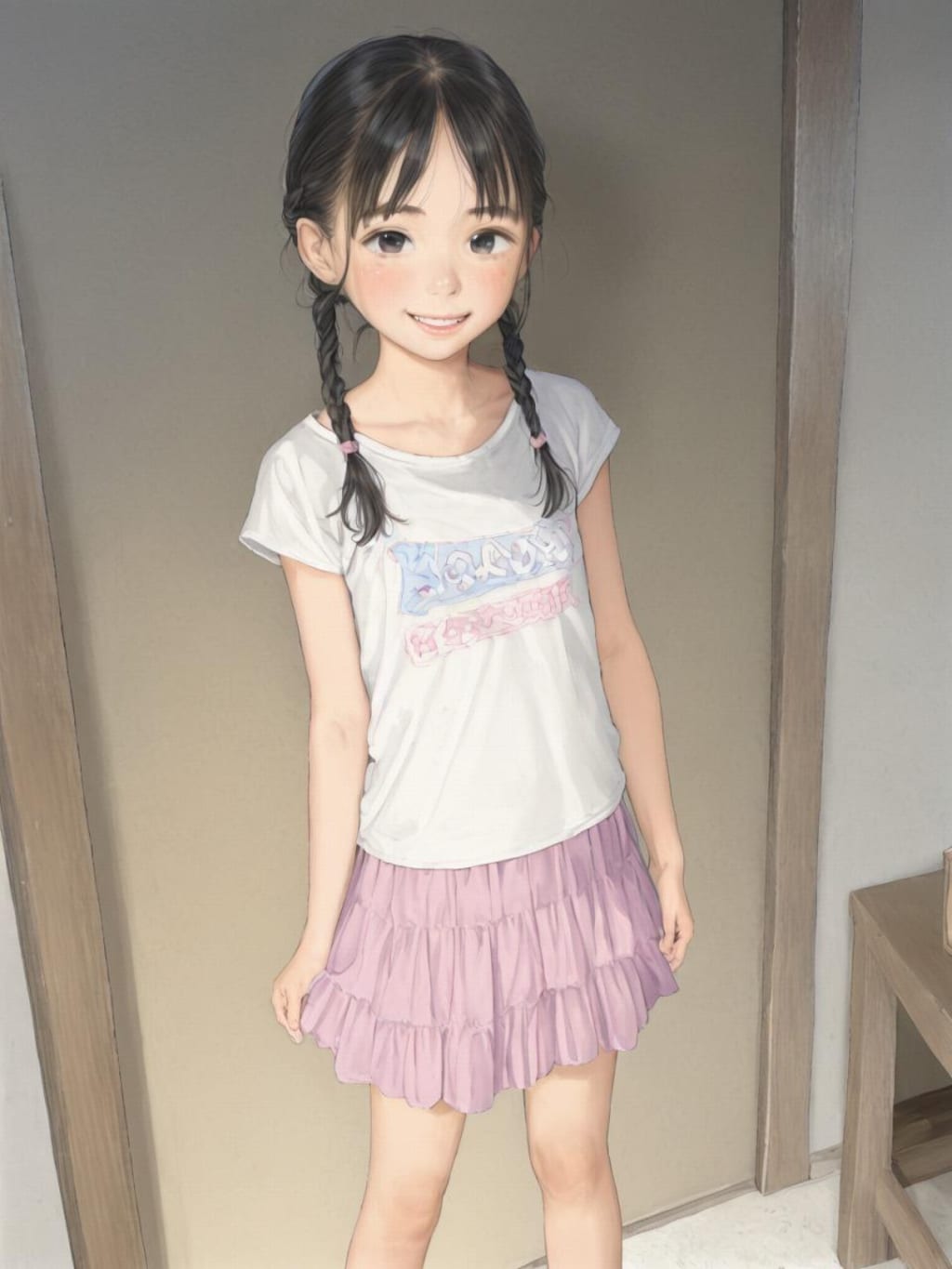 スカート練習中