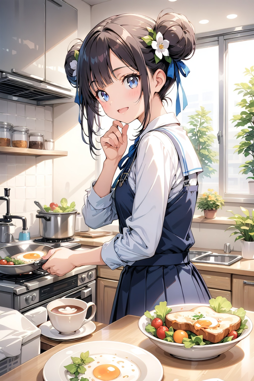 おだんごちゃん🍡✨と朝ごはん🍚✨　8/12 | の人気AIイラスト・グラビア