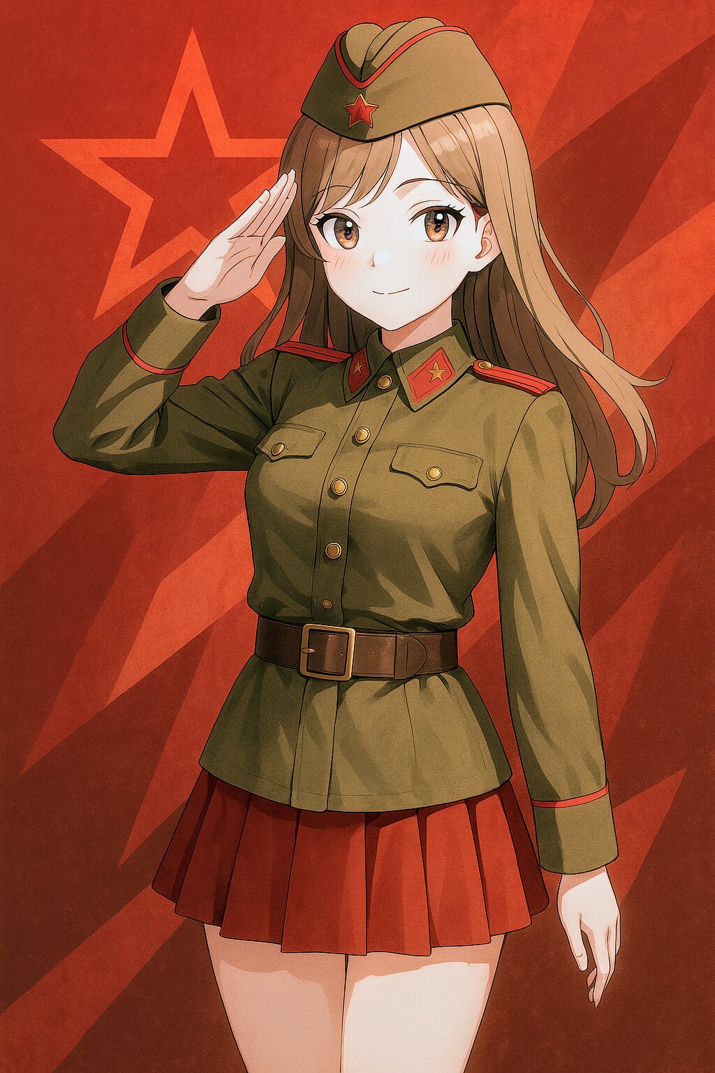 ソ連赤軍女性兵士とT−34戦車