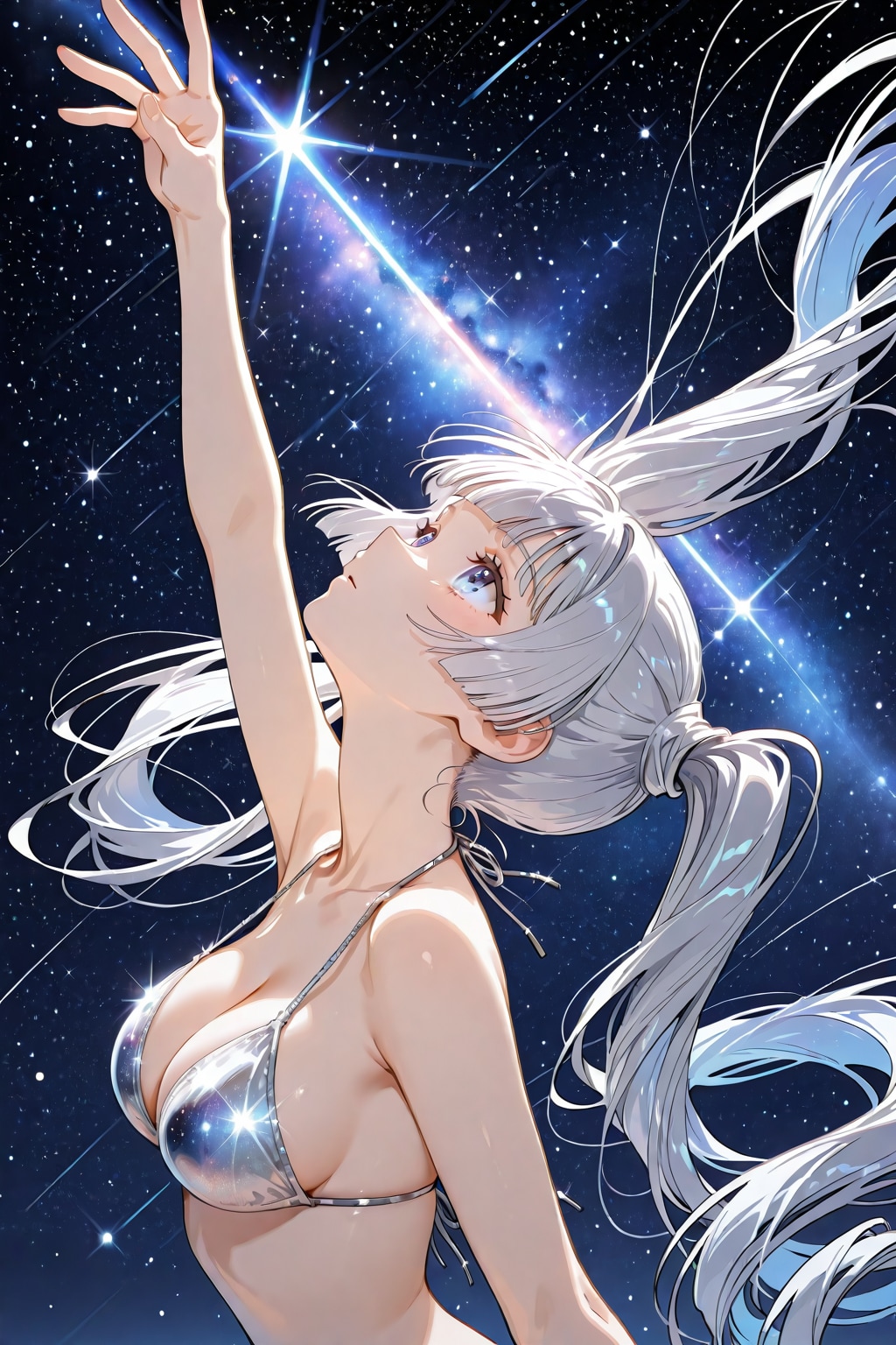 夜空を見上げながら