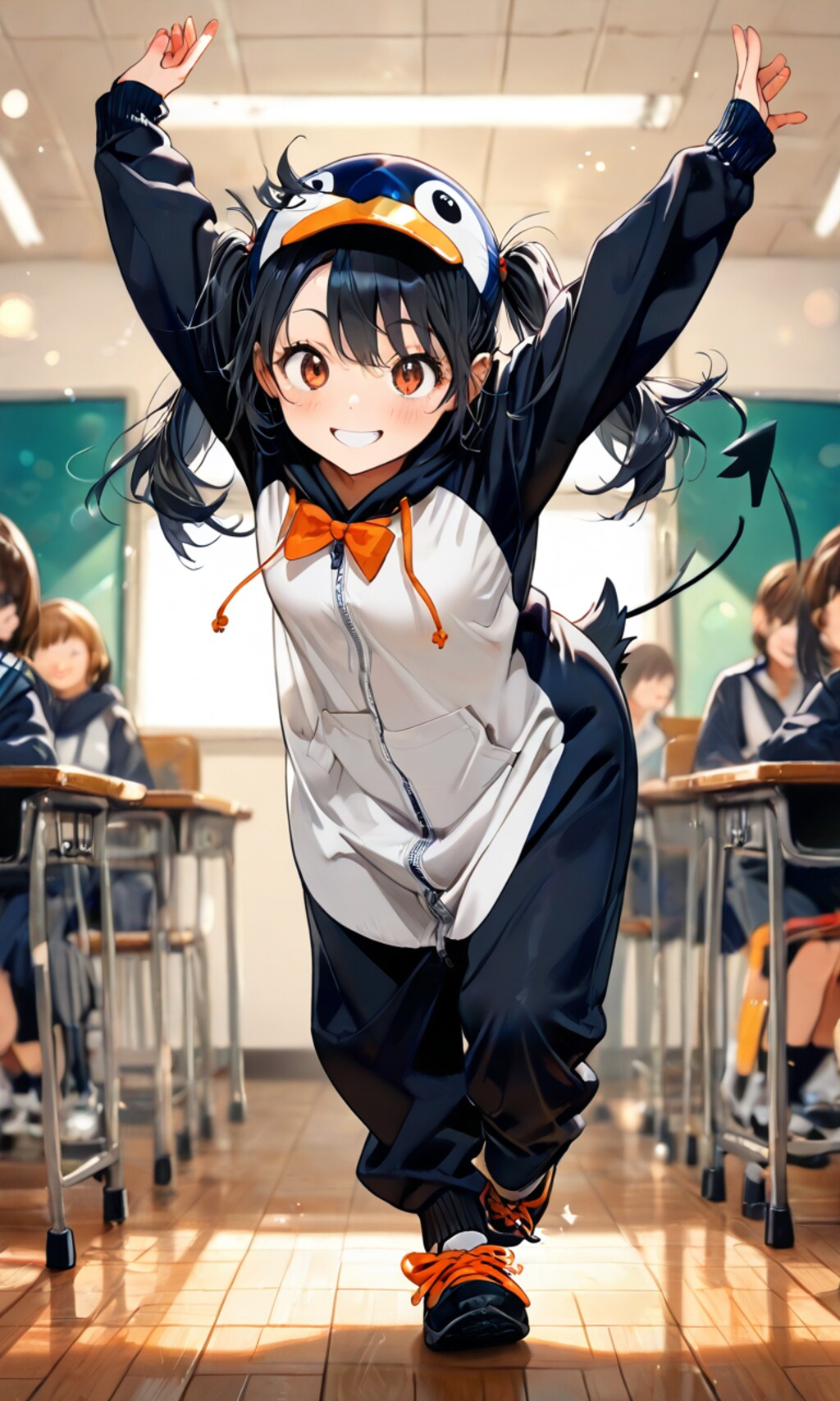 あかりちゃん、世界ペンギンの日に踊る