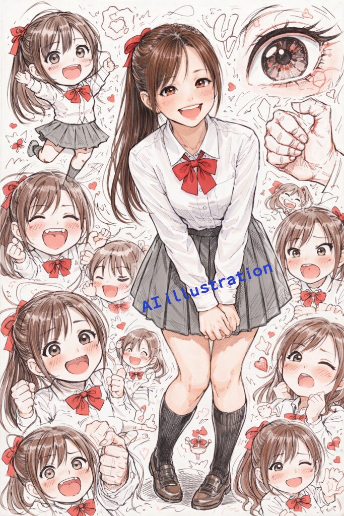 Twitterのタイムラインで見たものを“初恋のポニーテール美少女”でマネしてみた。  ※AIによる文字は無しにしてあります