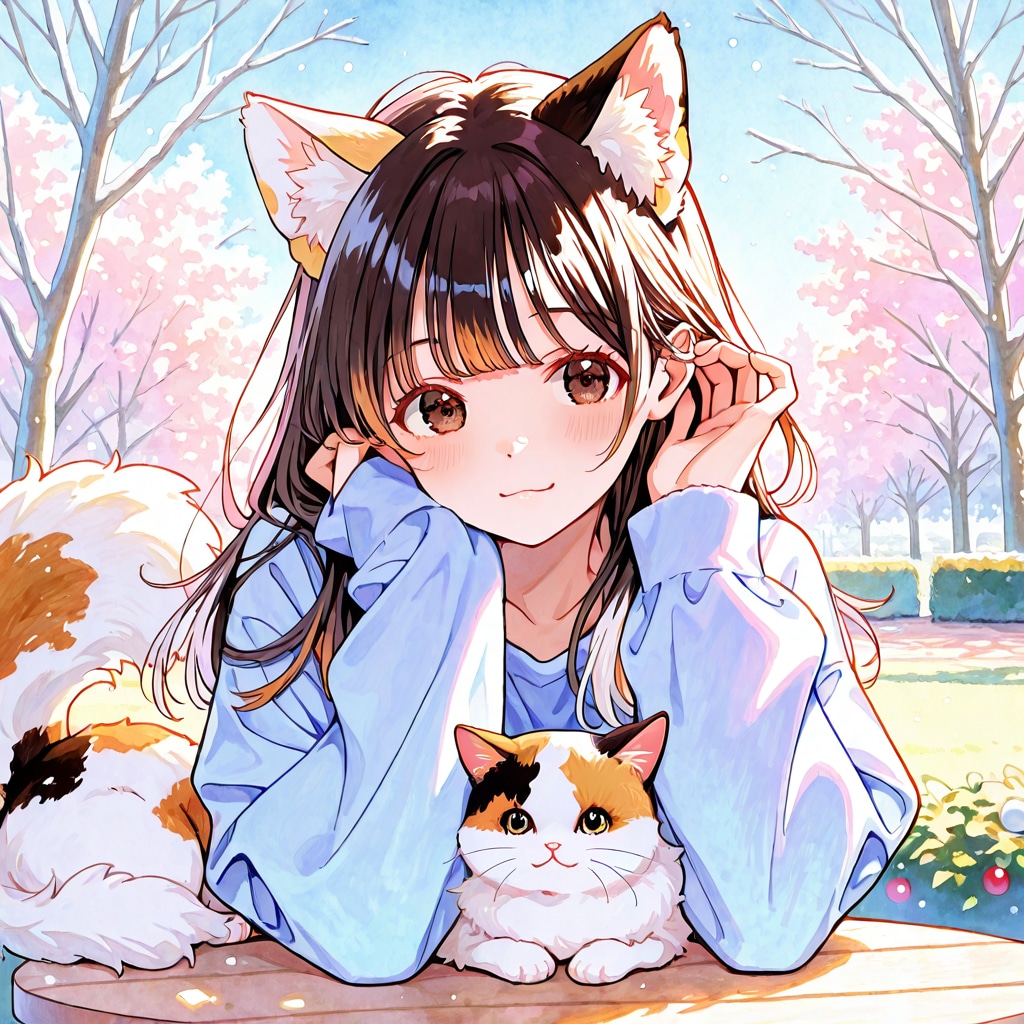 花咲く春の公園にゃん（１）BONSAI | の人気AIイラスト・グラビア