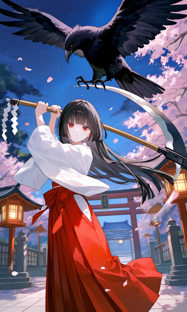 大鎌女子と八咫烏 | の人気AIイラスト・グラビア