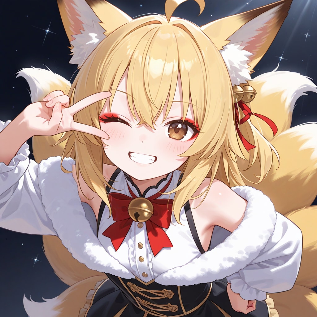 ピースをキメるアイドル狐っ娘 | の人気AIイラスト・グラビア