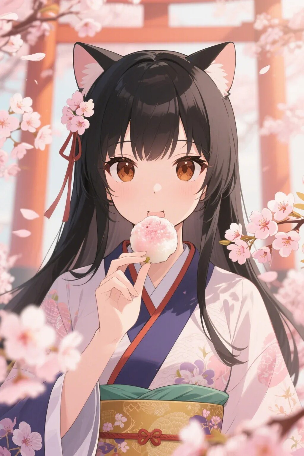 お餅を食べるさくらちゃん