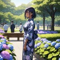 紫陽花浴衣ガール3 4枚目