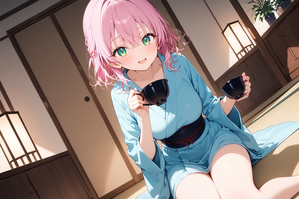 客室でくつろぐ李々花