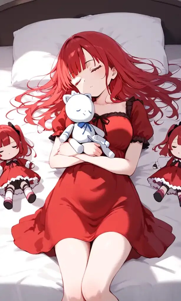 She sleeps with his own dolls | の人気AIイラスト・グラビア