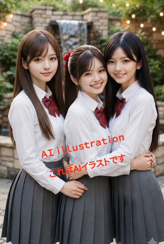 ボクにとってのふたりの初恋の美少女と、クールで大人びた美少女。  あの頃のクラスの美少女たち──  こんな感じの記念撮影はなかったけれど…   初恋のポニーテール美少女が 周囲を自然と笑顔にして──